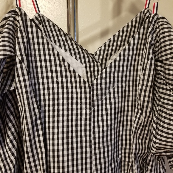 Black/White Gingham Hi Low Dress - Picture 6 of 7